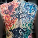 Tattoos - watercolor back piece of the elements - 108203